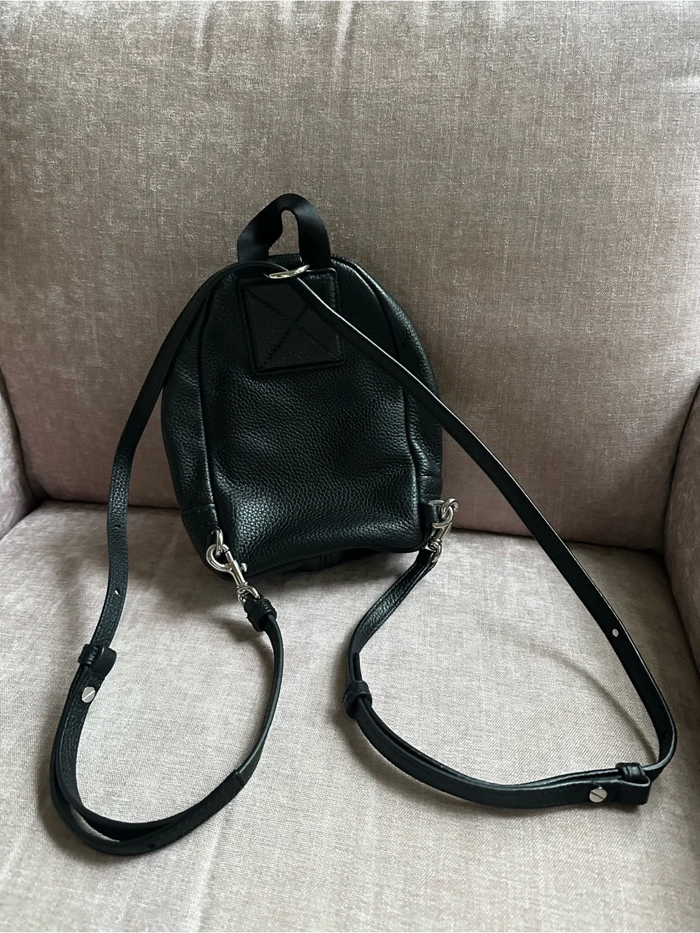Marc Jacobs Black Pebbled Leather Mini Backpack Silver Hardware Crossbody Bag